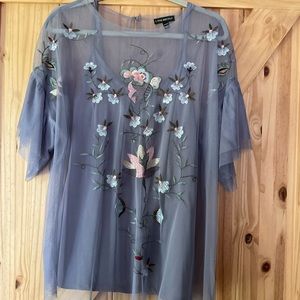 Dusky blue lane Bryant embroidered blouse
